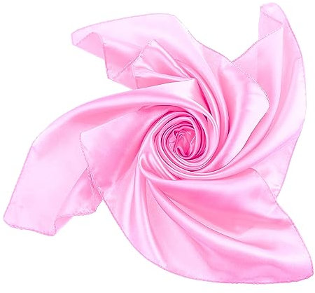 Lusofie Foulard Vintage Écharpe en Mousseline de Soie Écharpe à Col Carré Mouchoir Écharpe à Ruban Vintage pour Femmes et Filles 60 × 60 cm (Rose)