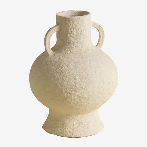 SKLUM Dekorative handgefertigte Vase aus Pappmaché-Messer Cutler Creme-Beige