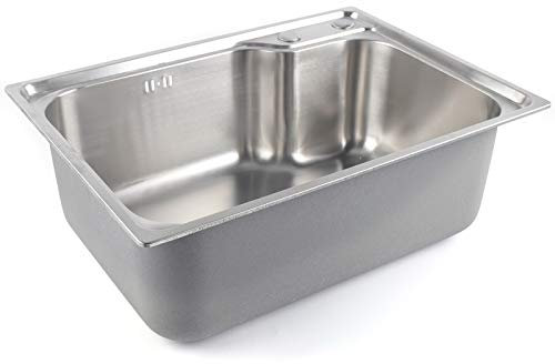 Edelstahl Küchenspüle, 620 x 430 mm Küchenspülen Gastrospüle Spülbecken Küche 1 Becken Einbauspüle Spülbecken, Lochbohrung möglich, Silber
