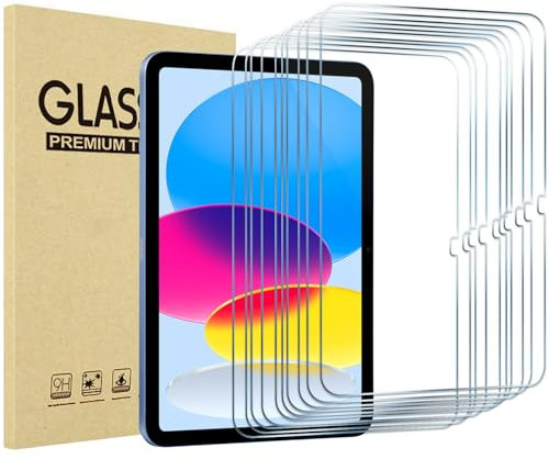 Procase 10 Piezas Protector de Pantalla para iPad 10ª Gen 10.9 2022 & iPad 11ª Gen A16 2025 – Cristal Templado Transparente, Alta Sensibilidad y Protección Antirayaduras