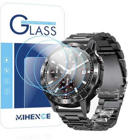 MIHENCE Protector de pantalla para reloj inteligente NX10 de 1,43 pulgadas, 9H, antiarañazos, cristal templado, compatible con reloj inteligente Tisoutec NX10 / Weofly NX10 (3 unidades)