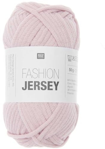 Rico Design Fashion Jersey | Schlauchgarn Jerseywolle zum Stricken und Häkeln | Jersey Bändchengarn Sommerwolle (23 blütenrosa)