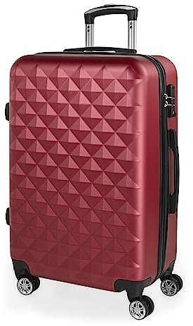 ITACA - Maleta Mediana con 4 Ruedas Giratorias para Viajes Largos Tipo Trolley Ideal como Maletas de Viaje Grandes 23 Kilos y Maleta Viaje Mediana Resistentes, Granate