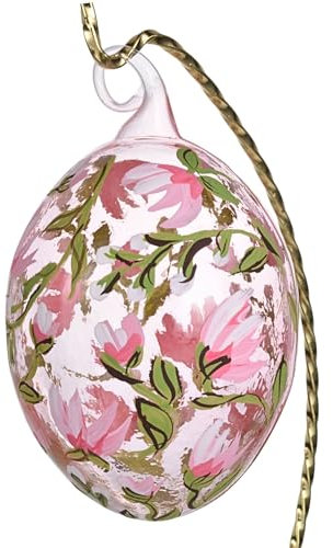 Magnolie Osterei-Ornament, durchsichtig, mundgeblasen, Glas