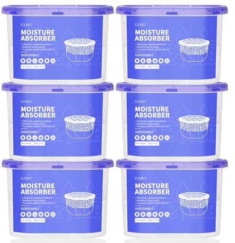 CLEVAST 6x Luftentfeuchter Box, Feuchtigkeitsentferner Absorber, Raumentfeuchter für Küche, Bad & Wohnzimmer, luftentfeuchter Ohne Strom