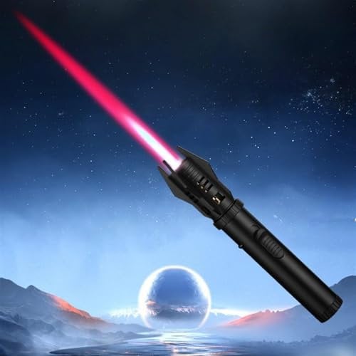 Lightsaber Torch Lighter, Metal Large Fire Windproof Lighters, Long Torch Refillable Butane Lighters with Safety Lock, Adjustable Red & Blue Flames, for Kitchen Cooking Fireplaces Camping (Color : Bl