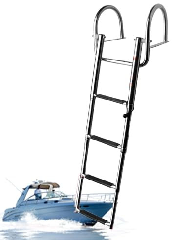 Telescopic Boat Ladder, Pontoon Boat Ladder | Stainless Steel Extendable Boat Ladder - Heavy Duty Marine Boarding Ladder, Bath Deck Pedal, Hand Railing for Husband