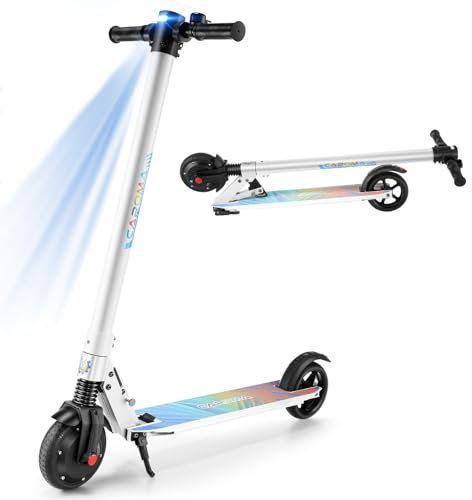 Caroma E Scooter Kind, max. 20 KM/h, Faltbarer E Roller 250W Motor, LED Display, Elektroroller für Kinder, Elektroscooter Geeignet für Kinder Erwachsene, Max. Belastung 100 KG (Weiß)