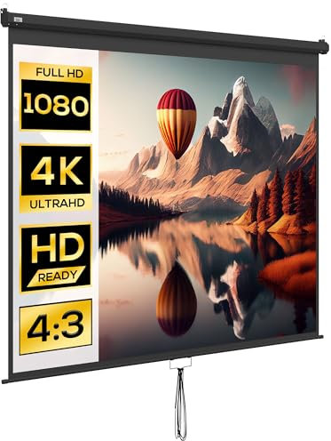 HOMCOM Écran pour projecteur 120 Pouces, Format 16:9/4:3, réglable, écran de Projection Compact, 244 x 183 cm, Noir et Blanc