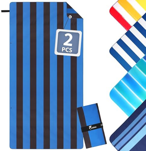 Jokisa 2 Stück Strandtuch Mikrofaser Handtuch Set, Strandhandtuch XXL 90x180cm,Microfaser Handtücher Kompakt und Sandfest, Leicht und Schnelltrocknend Gym Handtuch für den Strand,Gym, Travel