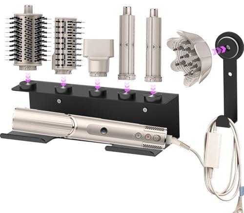 Wandhalterung für Shark Flex Style, Haartrocknerhalter, kompatibel mit Shark FlexStyle, Lockenstab Organizer, Rack mit Kordelaufhänger für Zubehör, Lockenwickler, Bürsten, Diffusor und Aufsätze
