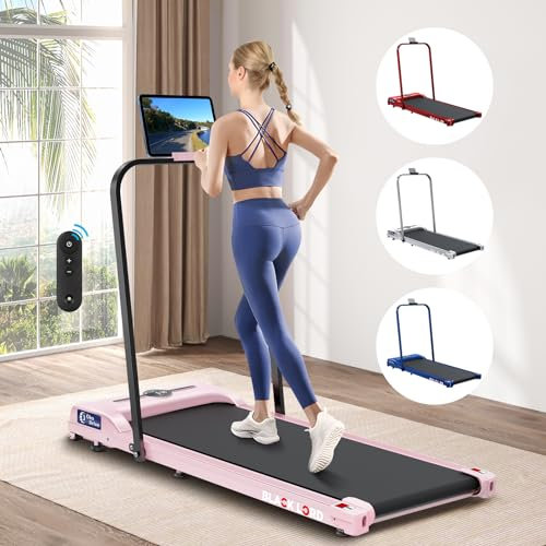 BLACK LORD Intelligentes Gehpad, 2-in-1-Laufband unter dem Schreibtisch für das Home-Office, tragbares Walking-Jogging-Gerät mit App und Fernbedienung, Mit Griff, Rosa