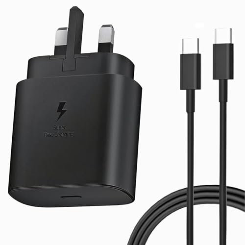 totpuc 45W Fast Type c Charger, PD Charging Adapter and 1.2M C to C Cable for Galaxy S24 Ultra/S24+/S24/S23 Ultra/S23/S22/S21/S20/A54/A25/A15 5G/A15/Z Flip 5/Fold 5/Tab S9/Fold 4, Type C UK Wall Plug