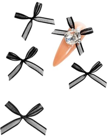 10x/Set Organza Bowknot Black White Bow Nails Art Nails Art Decoration Supplies For Salons