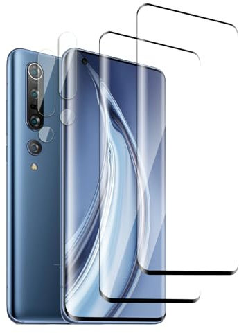 QZJinch 2+2 Piezas,Protector Pantalla para Xiaomi Mi Note 10,Ultra Transparente,3D Cobertura Completa,Antiarañazos, Antihuellas,Sin Burbujas, Dureza 9H