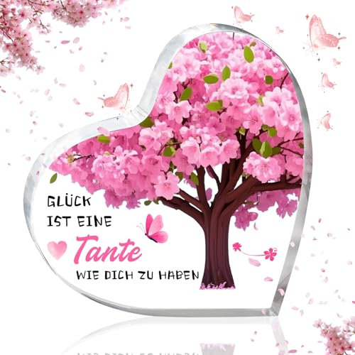 Geschenk für Tante, Beste Tante Geschenk, Tante Geschenk Herzförmiges Acryl-Plakette Dekoration, Geschenke für Tante zum Geburtstag, Geschenk Tante von Neffe Nichte (Tante)
