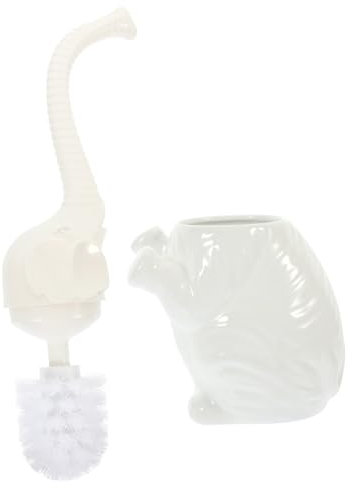 CHILDWEET Elephant-shaped Toilet Brush Ceramic Base and Plastic Handle Designed for Bowl Cleaning in Bathroom Scenarios for Themed Bathrooms