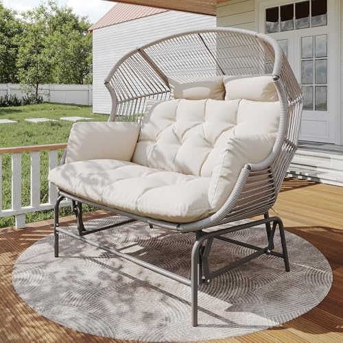 Easexcy Garten-Schaukelstuhlfür Zwei Personen, Patio Hängesessel, Outdoor Swing Egg Chair,Schwingsessel,Gartenschaukel, Verandaschaukeln für den Garten, Balkon oder Terrasse (Grau)