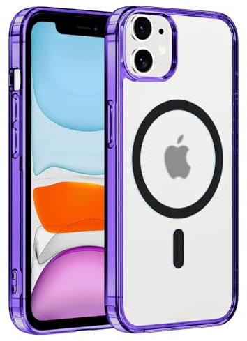 Coiwxmoi Coque Magnétique pour Apple iPhone 11 6.1,Compatible avec MagSafe Recharge sans Fil,Translucide Givré Etui PC Dur + TPU Bumper Antichoc Anti-Rayures Protection Housse pour iPhone11,Violet