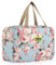 Aucuu Trousse de Toilette Femme, Grande Trousse de Maquillage avec Poignée, Sac à Cosmétiques étanche Portable pour Camping et Voyages, Sac de Maquillage Floral pour Femmes et Filles