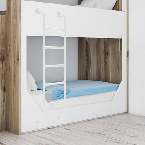 KHLMSRXJ White Twin Bed Bunk Ladder for Campervan, 45/51/55/59/63 Tall Bed Safety Side Replacement Ladder 3/4/5 Step Bunk Bed Ladder Multi-Purpose Loft Straight Ladders(290cm/114