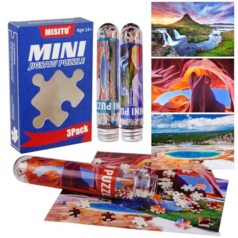 MISITU 3er-Pack Mini-Puzzles mit 150 Teilen für Erwachsene Täler Wasserfälle Knifflige Kleine Puzzle Heimdekoration Reisepuzzle Geschenke für Frauen Männer