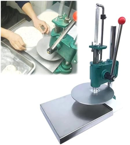 Manuelle Teigpresse, Edelstahl-Teig-Pizzapresse, für Pasteten, Pizza, Gebäck, Brotbackautomat, Dicke einstellbar, kommt mit 200 Backkreisen aus Pergamentpapier, 16-klein 16 cm