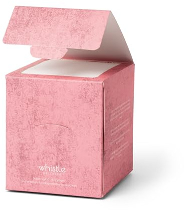 Whistle Wellness Disposable Face Towel - 8×8 Soft Biobased Super Absorbent Face Towels - Dry Face Wipes for Sensitive Skin - Makeup Remover Face Wipes - Resealable Box - 50 Count (1 Pack)