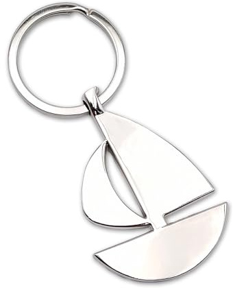 Leddy Living Porte-clés bateau à voile chromé élégant de 8,5 cm accessoire nautique marin idée cadeau pour passionnés de voile de style marin, chrome, 8,5 cm