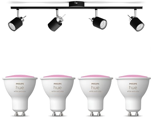 Philips Hue Meranti Aufbaustrahler (Schwarz) - 4-Flammig - Weiß/Farbe | Deckenstrahler - GU10 - Hue White and Color Ambiance