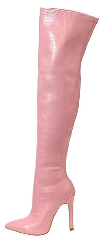 Generisch Stivali da donna alla moda di alta qualità Stivali alti al ginocchio con tacchi a spillo per donne eleganti, Colore: rosa., 42 EU