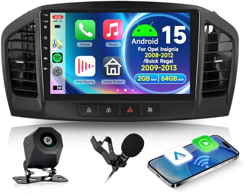 Hodozzy 2GB 64GB Android Autoradio für Opel Insignia 2008-2012/Buick Regal 2009-2013 mit Wireless Carplay Android Auto, 2 Din 9 Zoll Touchscreen Autoradio mit Navi DSP Bluetooth WiFi FM/RDS Radio