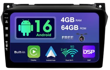 SXAUTO Android 15 IPS Autoradio für Suzuki Alto Nissan Pixo (2009-2016)- Eingebaut CarPlay Android Auto - Rückfahrkamera KOSTENLOS - 2G+64G - Lenkradsteuerung DAB Fast-Boot Bluetooth - 2 Din 9 Zoll
