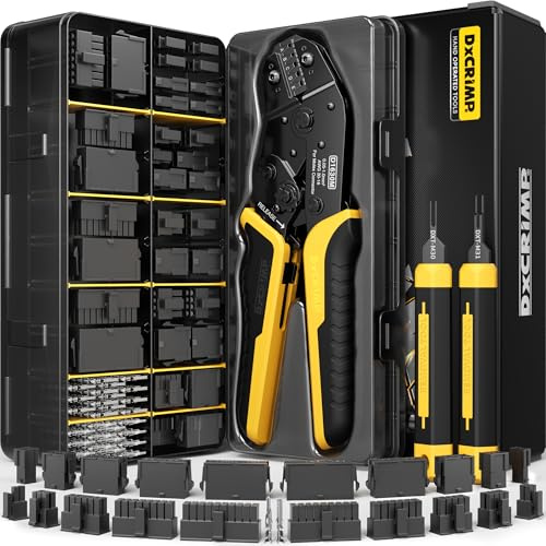 DxCRIMP Micro-Fit 3,0 mm Crimpzangen-Set, Gehäuse & Kontakte 2–20-polig (30–20 AWG/0,05–0,5 mm²) mit Ratschen-Crimpzange & Auspinwerkzeugen; für PC/PSU, 3D-Druck; kompatibel mit Molex Micro-Fit 3.0