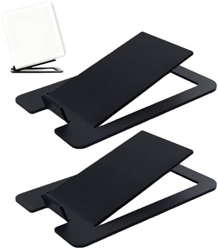 GOEDCH 1 Pair Studio Monitor Riser: 16° Tilt Angle Metal Desktop Speaker Stand with Vibration Dampening, Computer Gaming Desk Speaker Stand for PC Boxes or Studio Mon (Black)