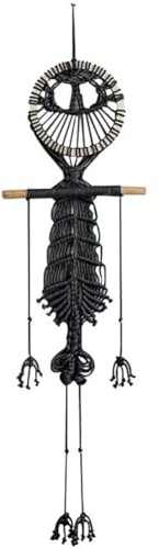 Brxmpn Makramee Wandbehang Menschliches Skelett Wandteppich Halloween Dekorationen Niedliche Totenkopf Dekoration Handarbeit Gewebter Stoff Wanddeko Für Die Wand