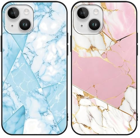 Omyzo 2 Pièces Coque pour iPhone 11 6.1'', Phone Case Marbre Rose Vert Aesthetics Motif Antichoc Protection Housse de Silicone TPU Ultra Résistante Bumper Cover