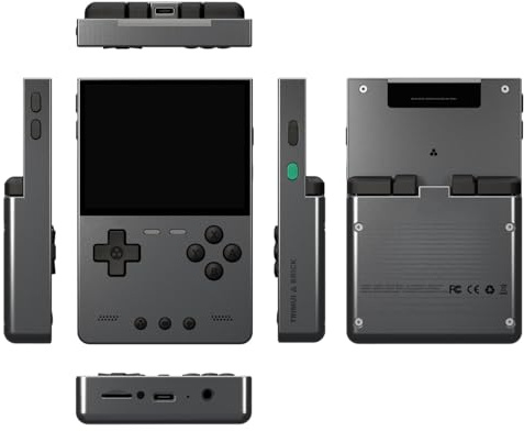 Open-Source Handheld Console Metal Retro Game Console with 3.2-Inch IPS Screen, Long Battery Life & Custom RGB Lights for Adults,No Card(Gray)