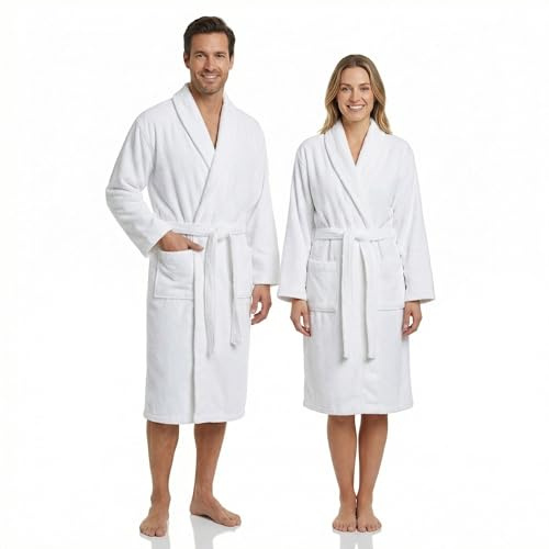 BOSKIMO Peignoir de Bain Unisexe 100% Coton OEKO-TEX – Robe de Chambre pour Homme et Femme – Éponge Américaine – Doux et Super Absorbant