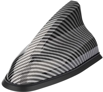 Bingfu Antenne Voiture Aileron de Requin Autoradio FM AM Amplifiée, Noir | Motif Fibre de Carbone, Faible Résistance au Vent, Boîtier ABS Durable avec Ruban Adhésif pour Plupart des Voitures