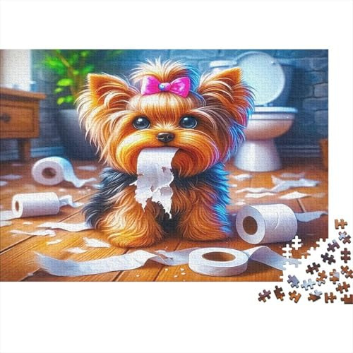 Cute Dog Bathroom 1000 Piece Jigsaw Puzzle Paper for Adults Toilet Roll Puzzle Game Gift Decor 38x26cm/1000pcs