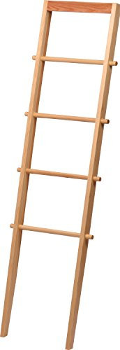 dobar® Green Label 29745FSC Große Handtuchleiter | Kleiderständer Massivholz | Handtuchständer 4 Sprossen | Handtuchhalter für Badetücher/Kleidung | Dekoleiter Wandmontage | 42 x 4 x 142 cm | Natur
