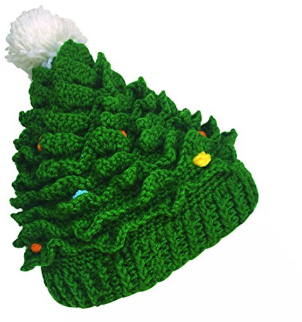 Kafeimali Unisex Weihnachten Winter Strickmütze Häkelmütze Santa Mütze Bartmütze, Grün , Einheitsgröße