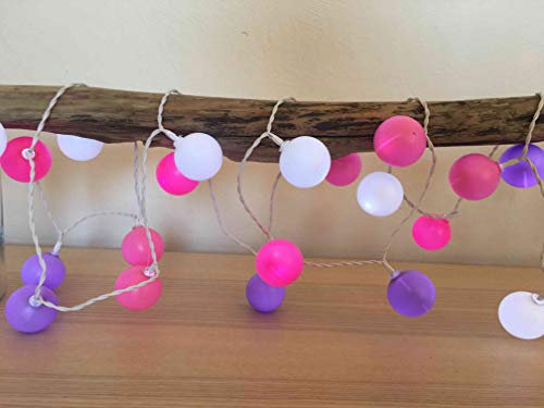 ëlopop Guirlande Lumineuse Intérieure I 30 Boules Multicolores Couleur Rose Blanc et Violet I LED Blanc I Longueur de 3m50 I Déco Chambre Salon Salle de Bain - ELUME
