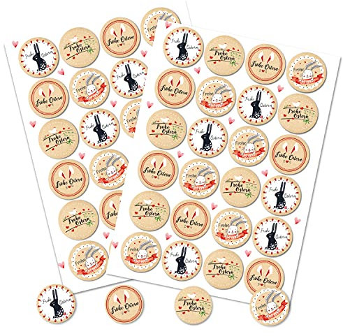Logbuch-Verlag 48 Ostersticker mit Text Aufkleber Hase Frohe Ostern Ostergrüße Sticker 4 cm schwarz-weiß rot