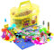 The Magic Toy Shop Kids Giant Mega Super Craft Art Carry Case with Over 200 Pieces - Feathers, Pom Poms, Beads, Sticks, Neon Laces, Wool, Sequins, Gems, Googly Eyes, Glitter Glue (Yellow)