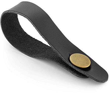 Tiger STP70-BK Guitar Headstock Tie Strap Hook with Metal Button for Acoustic, Electric Guitars, Ukuleles, Banjos - Black