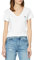 Calvin Klein Camiseta de Manga Corta Mujer CK Embroidery con Cuello de Pico, Blanco (Bright White), XS
