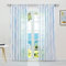 ESLIR Gardinen mit Schlaufen Vorhänge Gardinenschals Transparent Schlaufenschal Wellen Muster Voile Blau BxH 140x145cm 1 Stück