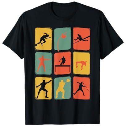 Leichtathletik Disziplinen Vintage Athlet Retro Mehrkampf T-Shirt